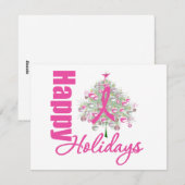 prettige feestdagen Roze lint Feestdagenkaart (Voorkant / Achterkant)