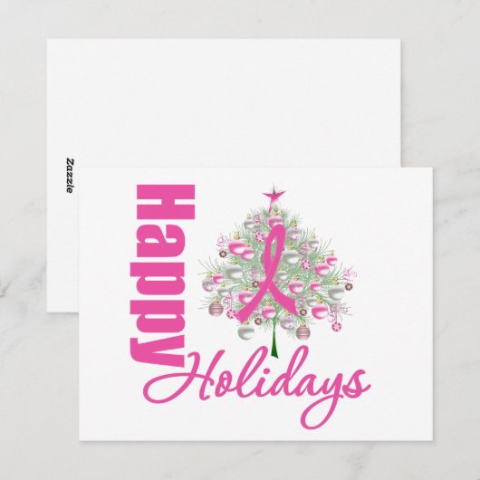 prettige feestdagen Roze lint Feestdagenkaart (Voorkant / Achterkant)
