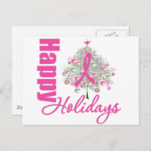 prettige feestdagen Roze lint voor borstkanker (Voorkant / Achterkant)