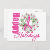 prettige feestdagen Roze lintdraad Wreath (Voorkant / Achterkant)