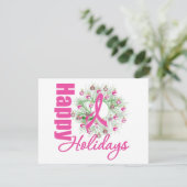 prettige feestdagen Roze lintdraad Wreath Feestdagenkaart (Staand voorkant)