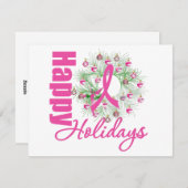 prettige feestdagen Roze lintdraad Wreath Feestdagenkaart (Voorkant / Achterkant)