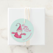 Prettige feestdagen Roze Mint Kerst Gnoom Custom Bedankjes Labels (In situ)