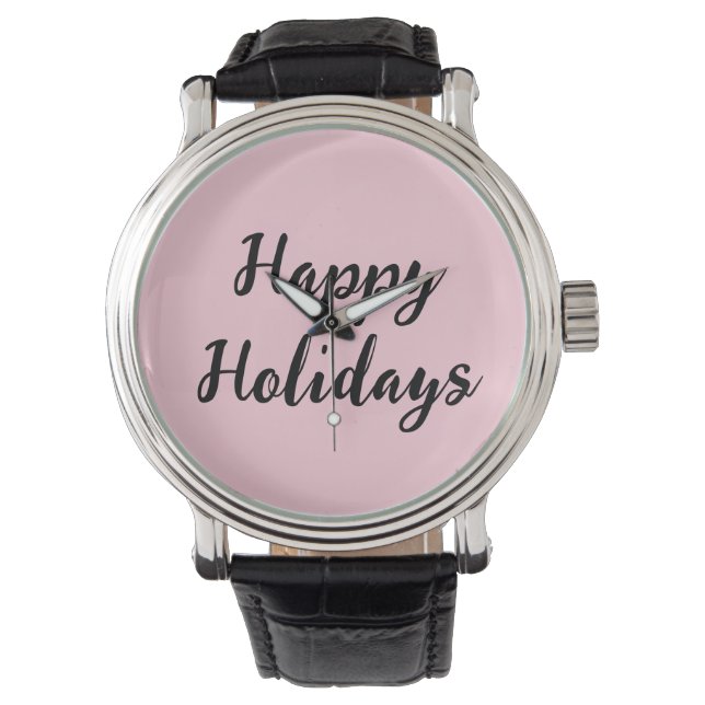 Prettige feestdagen Roze pastel Horloge (Voorkant)