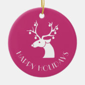 Prettige feestdagen Roze rendier Keramisch Ornament (Voorkant)