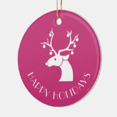 Prettige feestdagen Roze rendier Keramisch Ornament (Links)