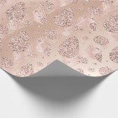 prettige feestdagen Roze Rose Glitter-kerstdecor Cadeaupapier (Hoek)