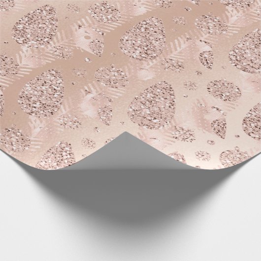 prettige feestdagen Roze Rose Glitter-kerstdecor Cadeaupapier (Hoek)