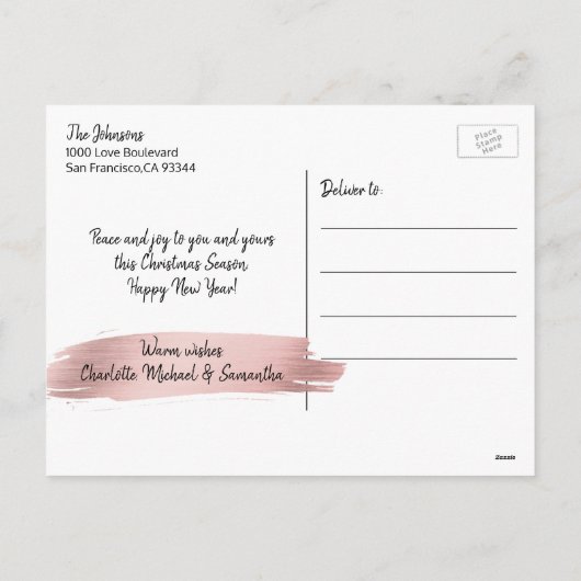 Prettige feestdagen Roze Rose Goud Kerstmis (Achterkant)