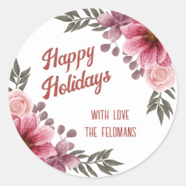 prettige feestdagen Roze Roses Burgundy Cosmos Ronde Sticker