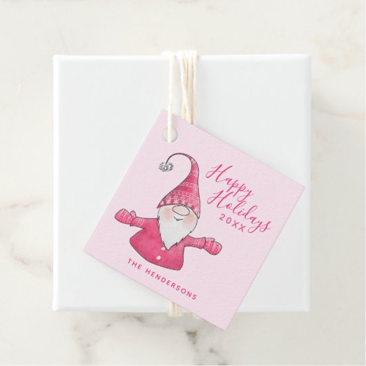 Prettige feestdagen Roze Schattigee Gnoom Custom C Bedankjes Labels (In situ)