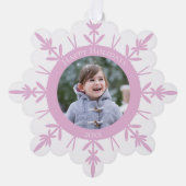 Prettige feestdagen Roze Witte Winter Sneeuwvlok Ornament Kaart (Voorkant)