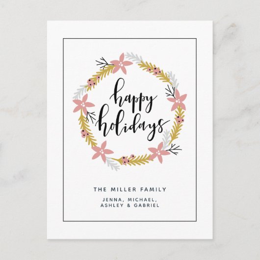 prettige feestdagen Roze Wreath (Voorkant)