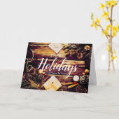 prettige feestdagen Rustic Artwork Wenskaart Kaart (Gele Bloem)