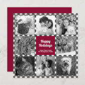 prettige feestdagen Rustic Black White Photo Colla Feestdagenkaart (Voorkant / Achterkant)