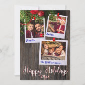 prettige feestdagen Rustic Bulletin Board Foto Kaart (Voorkant)