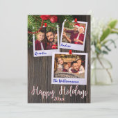 prettige feestdagen Rustic Bulletin Board Foto Kaart (Staand voorkant)