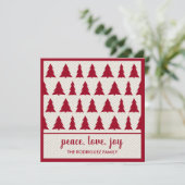 prettige feestdagen Rustic Burgundy Beige Tree Pat Feestdagenkaart (Staand voorkant)