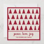 prettige feestdagen Rustic Burgundy Beige Tree Pat Feestdagenkaart (Voorkant)