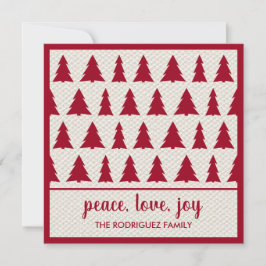 prettige feestdagen Rustic Burgundy Beige Tree Pat Feestdagenkaart