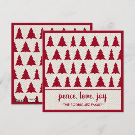 prettige feestdagen Rustic Burgundy Beige Tree Pat Feestdagenkaart