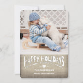 prettige feestdagen Rustic Burlap Photo Greeting Feestdagenkaart (Voorkant)