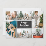 prettige feestdagen Rustic Chalkboard Photo Collag Feestdagenkaart<br><div class="desc">prettige feestdagen! Verstuur vakantiewensen en groeten met deze stijlvolle en stijlvolle feestfoto-kaart. Het is voorzien van retro gewaagde typografie met een diagonaal streeppatroon op faux-karton. Personaliseer door uw favoriete foto's, groet, namen en andere details toe te voegen. De teksten zijn volledig bewerkbaar. Beschikbaar als een platte kaart, gevouwen kaart en...</div>