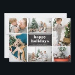 prettige feestdagen Rustic Chalkboard Photo Collag Feestdagenkaart<br><div class="desc">prettige feestdagen! Verstuur vakantiewensen en groeten met deze stijlvolle en stijlvolle feestfoto-kaart. Het is voorzien van retro gewaagde typografie met een diagonaal streeppatroon op faux-karton. Personaliseer door uw favoriete foto's, groet, namen en andere details toe te voegen. De teksten zijn volledig bewerkbaar. Beschikbaar als een platte kaart, gevouwen kaart en...</div>