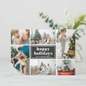 prettige feestdagen Rustic Chalkboard Photo Collag Feestdagenkaart (Staand voorkant)