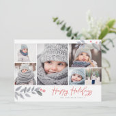 prettige feestdagen Rustic Floral Multi-Photo Coll Feestdagenkaart (Staand voorkant)