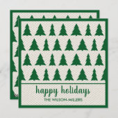 prettige feestdagen Rustic Green Beige Tree Patter Feestdagenkaart (Voorkant / Achterkant)