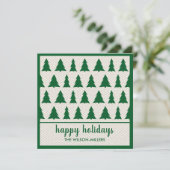 prettige feestdagen Rustic Green Beige Tree Patter Feestdagenkaart (Staand voorkant)