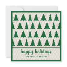 prettige feestdagen Rustic Green Beige Tree Patter