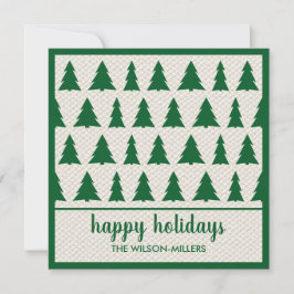 prettige feestdagen Rustic Green Beige Tree Patter Feestdagenkaart