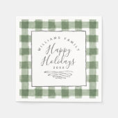 prettige feestdagen Rustic Green Gingham Paper Nap Servet (Voorkant)