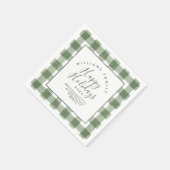 prettige feestdagen Rustic Green Gingham Paper Nap Servet (Hoek)