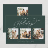 prettige feestdagen Rustic Green Multi Photo Colla Feestdagenkaart (Voorkant / Achterkant)