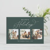prettige feestdagen Rustic Green Multi Photo Colla Feestdagenkaart (Staand voorkant)