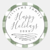 prettige feestdagen Rustic Green Ronde Sticker (Voorkant)