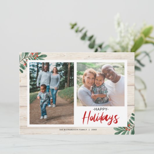 prettige feestdagen Rustic Greenery 2 Feestdagenkaart (Staand voorkant)
