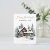 Prettige feestdagen Rustic Home Verhuizen Aankondigingskaart (Staand voorkant)