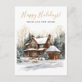 Prettige feestdagen Rustic New Home Verhuizen Aankondigingskaart (Voorkant)