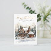 Prettige feestdagen Rustic New Home Verhuizen Aankondigingskaart (Staand voorkant)