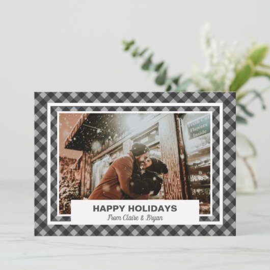 prettige feestdagen Rustic - Persoonlijke foto Feestdagenkaart (Staand voorkant)