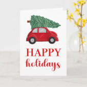 Prettige feestdagen Rustic Red Car Kaart (Gele Bloem)