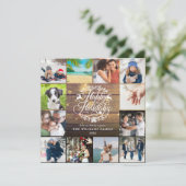 prettige feestdagen Rustic Wood 12 Foto Collage Feestdagenkaart (Staand voorkant)