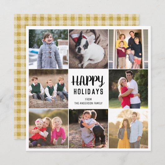 Prettige feestdagen Rustiek 8 Foto Feestdagenkaart (Voorkant / Achterkant)