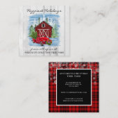 Prettige feestdagen Rustiek Country Holiday Boerde Vierkante Visitekaartje (Voorkant / Achterkant)