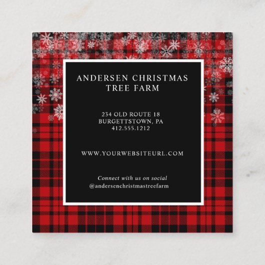 Prettige feestdagen Rustiek Country Holiday Boerde Vierkante Visitekaartje (Achterkant)