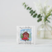 Prettige feestdagen Rustiek Country Holiday Boerde Vierkante Visitekaartje (Staand voorkant)